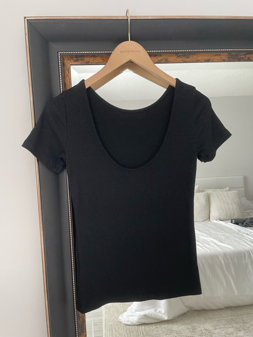 Massimo Dutti Black Shiny Short Sleeve Tee - Picture 4 of 6